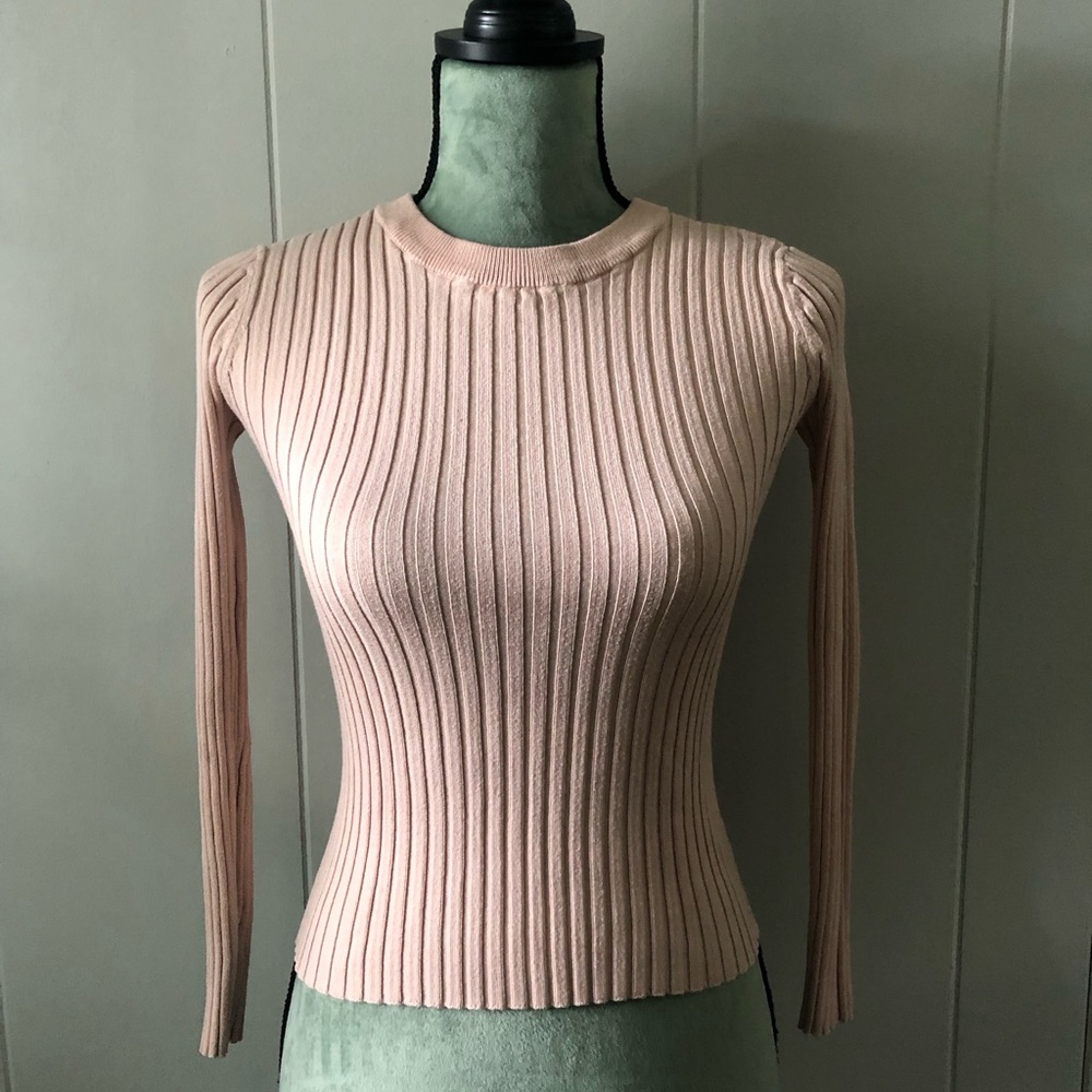 Nine West Ribbed Sweater in Soft Pink
